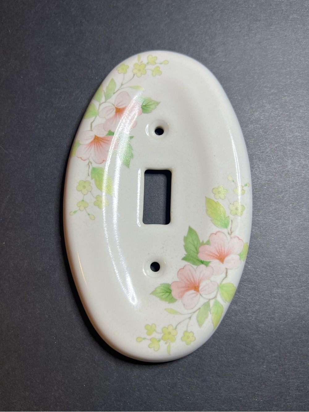 VTG Cottagecore Set of Oval Porcelain Floral Single & Double Switch Plate Covers - Picture 5 of 7